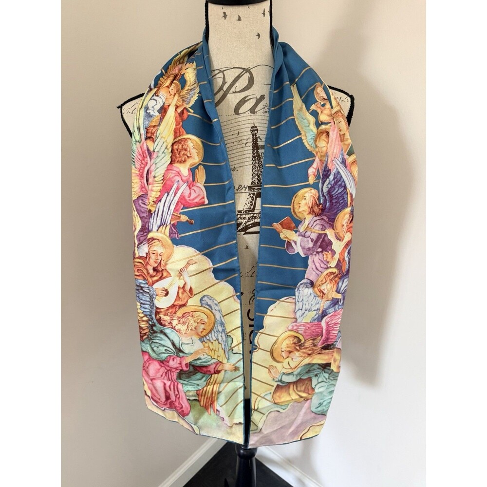 N.C. Wyeth Angels Washington National Cathedral 12” X 65” Christian Silks Scarf